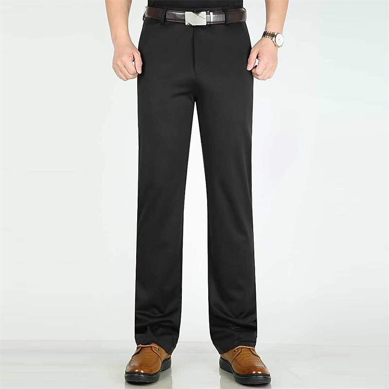 Men's Dress Pants Trousers Pocket Plain Comfort Warm Wedding Business Casual Retro Vintage Classic Wine Khaki Stretchy3