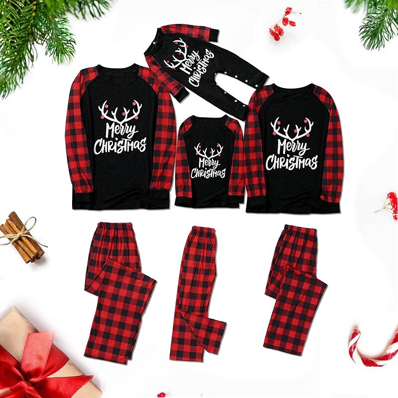 Santa Claus Mrs.Claus Outfits Family Christmas Pajamas Men's Women's Boys' Girls' Christmas Family Matching Outfits Kid's Adults' Christmas Christmas Eve Christmas Party Home Wear Top Pants