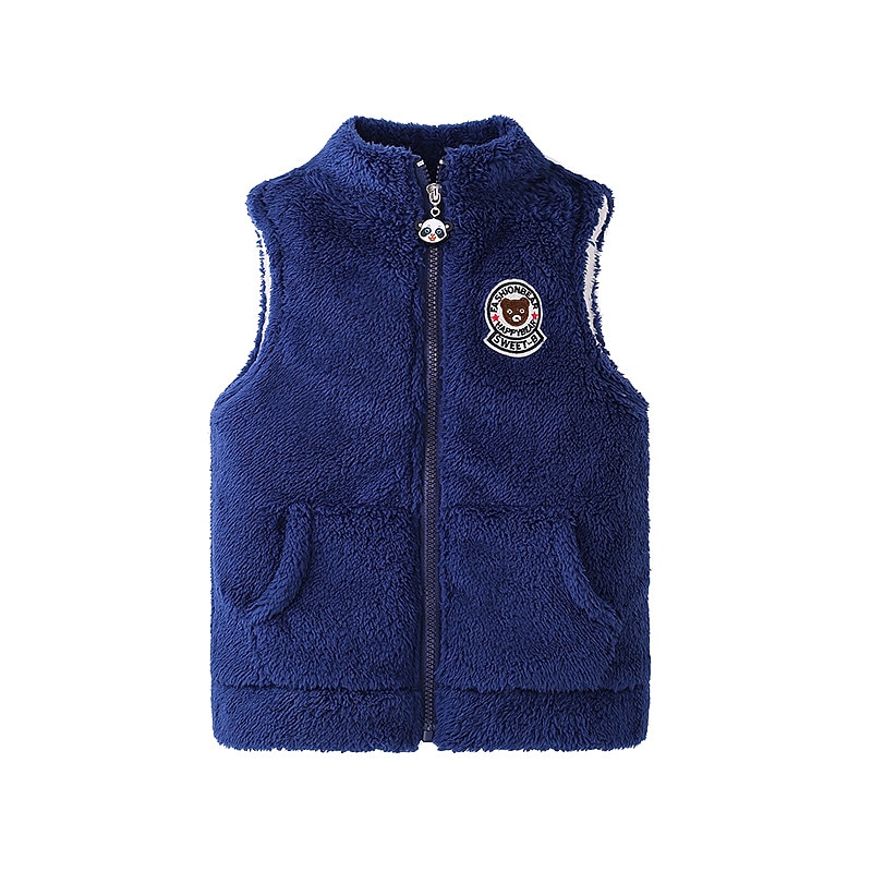 Kids Boys' Vest Coat Outerwear Solid Color Sleeveless Coat Outdoor Cotton Daily Blue Dark Blue Fall Winter 7-13 Years4