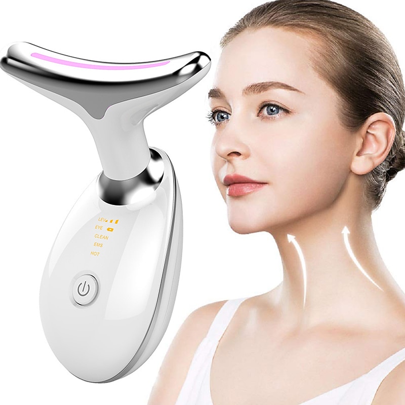 EMS Microcurrent Face Neck Beauty Device LED Photon Firming Rejuvenation Anti Wrinkle Thin Double Chin Skin Care Facial Massager 7