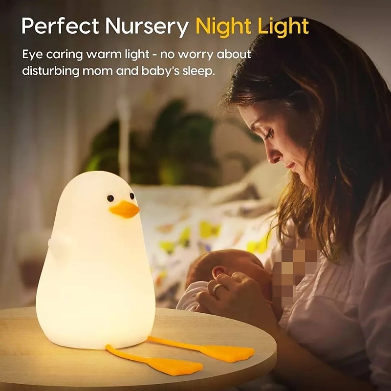 Duck LED Night Lights Cute Silicone Lamp Rechargeable USB Sensor Timing Bedside Lamp For Bedroom Kids Gift3