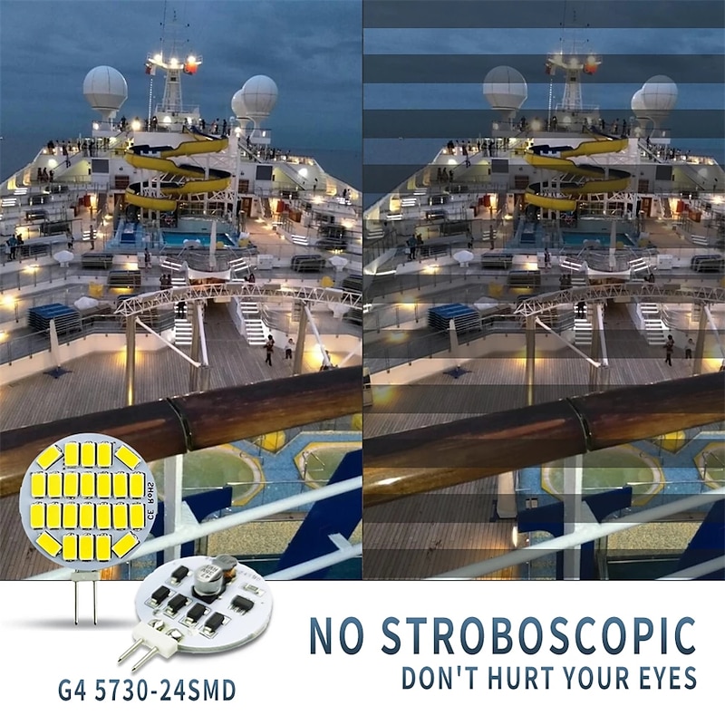 10pcs LED Bi pin Lights 24LED AC/DC12V-36V Constant Current Wide Voltage Corn Lights LED Bi-pin Lights  G4 Pin  5730 SMD Beads  Window Cabinet Lamp Household Interior Lamp Decorative Lamp Light Source4