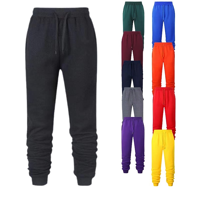 Men's Joggers Sweatpants Pocket Drawstring Bottoms Casual Athleisure Cotton Breathable Soft Sweat wicking Fitness Gym Workout Running Sportswear Activewear Solid Colored Black White Yellow2