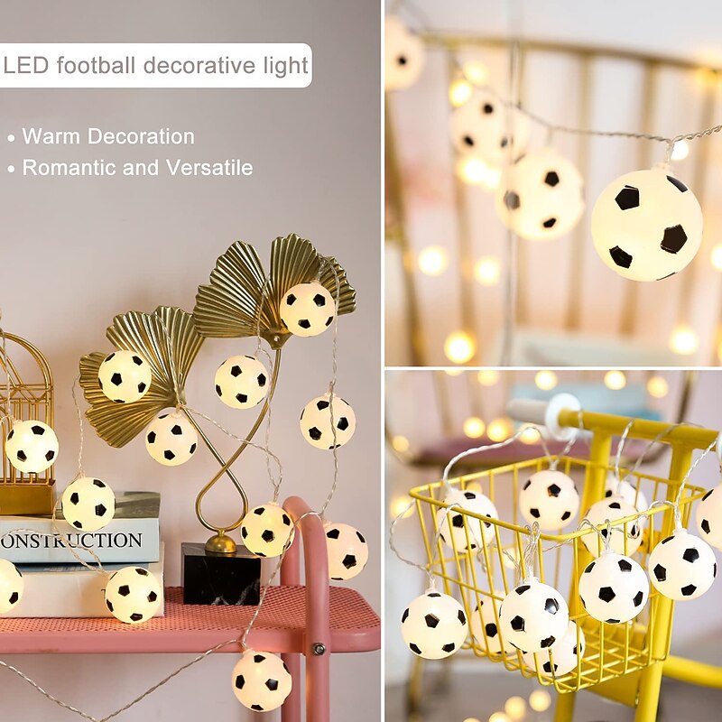 LED Football String Lights Euro Cup 3M 1.5M Battery or USB Operation World Cup DIY Football Fairy Lights Bar KTV Club Party Children's Room Decoration4