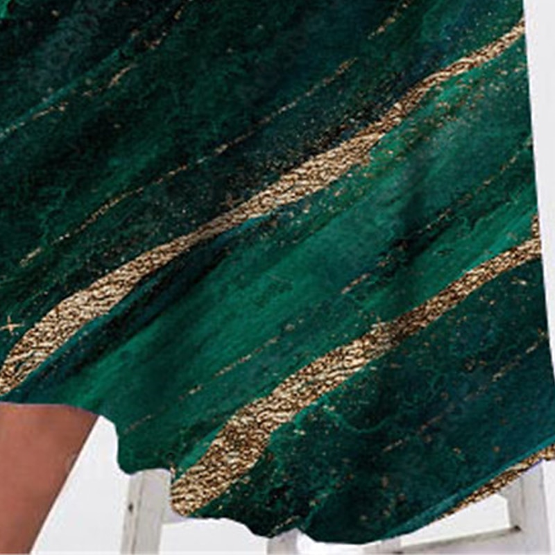 Women's Midi Dress Casual Dress Winter Dress Swing Dress Fashion Modest Formal Outdoor Party Regular Fit Color Gradient Marble Long Sleeve Crew Neck Green Spring Fall Winter Autumn2