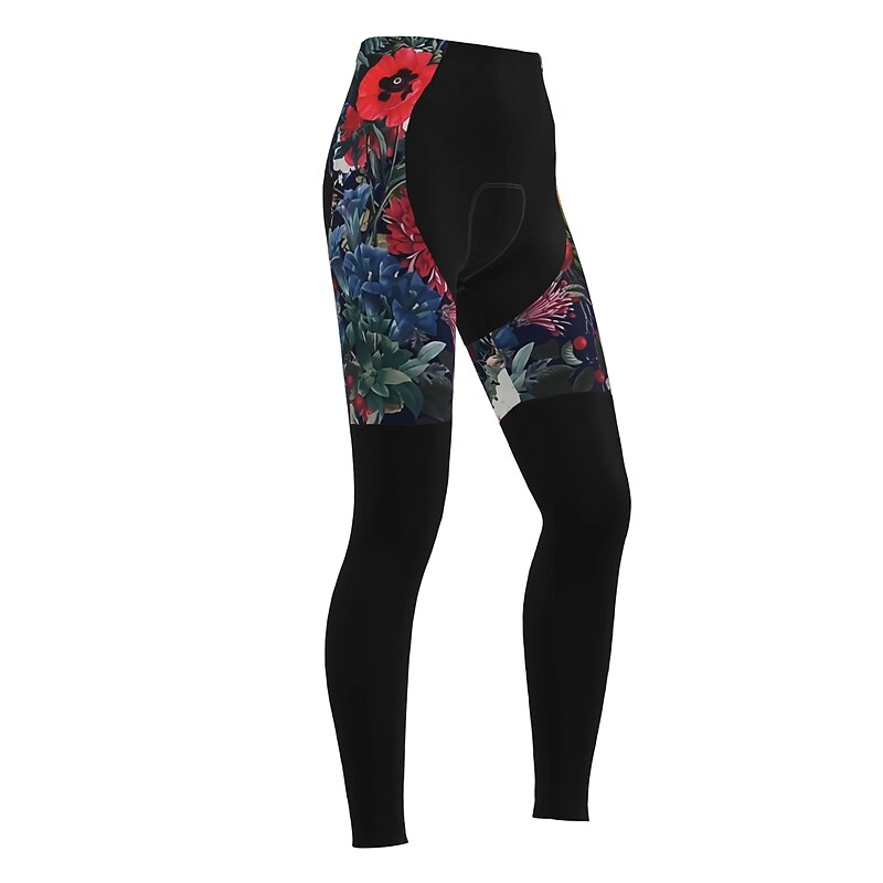 Women's Graphic Patterned Floral Botanical Ugly Christmas Cycling Tights Bike Pants Tights Mountain Bike MTB Road Bike Cycling Sports Thermal Warm 3D Pad Quick Dry Reflective Strips Black Red 23