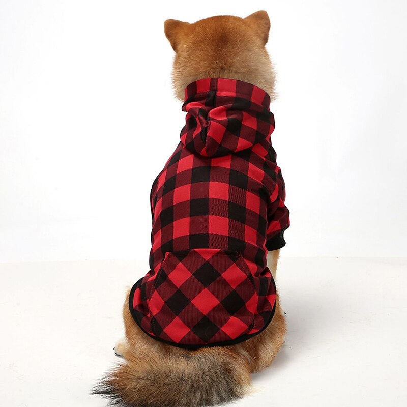 Dog Coat,Dog Pet Pouch Hoodie Print Plaid / Check Snowflake  Ordinary  Outdoor Christmas Winter Dog Clothes Puppy Clothes Dog Outfits Warm Black / Red Black / White Black3