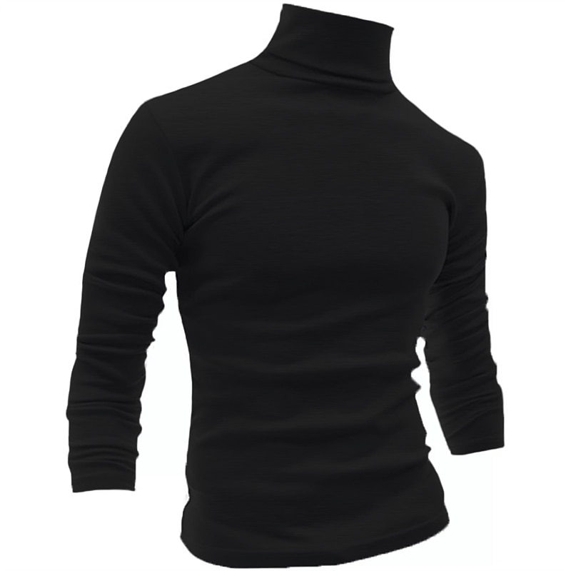 Men's Long Sleeve Shirt Long Sleeve Turtleneck Spring &  Fall Vacation Weekend Wine Dark Gray Black Top Tee for Men4