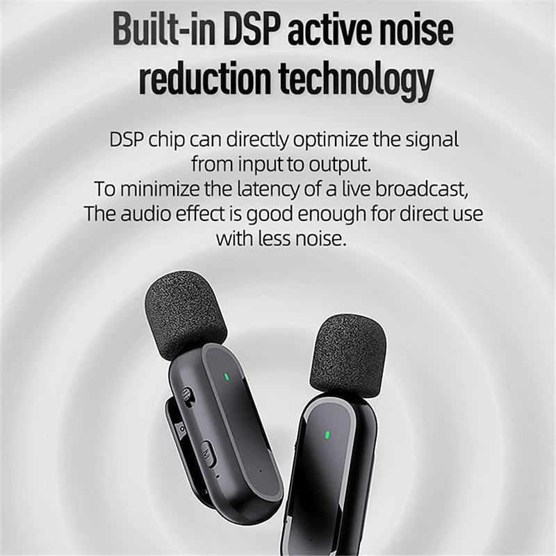 Wireless Lavalier Microphone Noise Cancelling Audio Video Recording for iPhone/iPad/Android/Xiaomi/Samsung Live Game Mic3