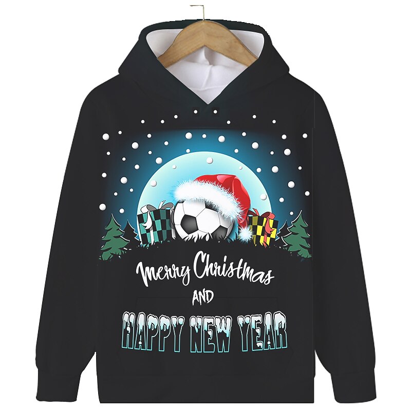 Kids Boys Christmas Hoodie Hoodie Graphic Santa Claus Ugly Long Sleeve Pocket Spring Fall Winter Fashion Cute Polyester Outdoor Casual4