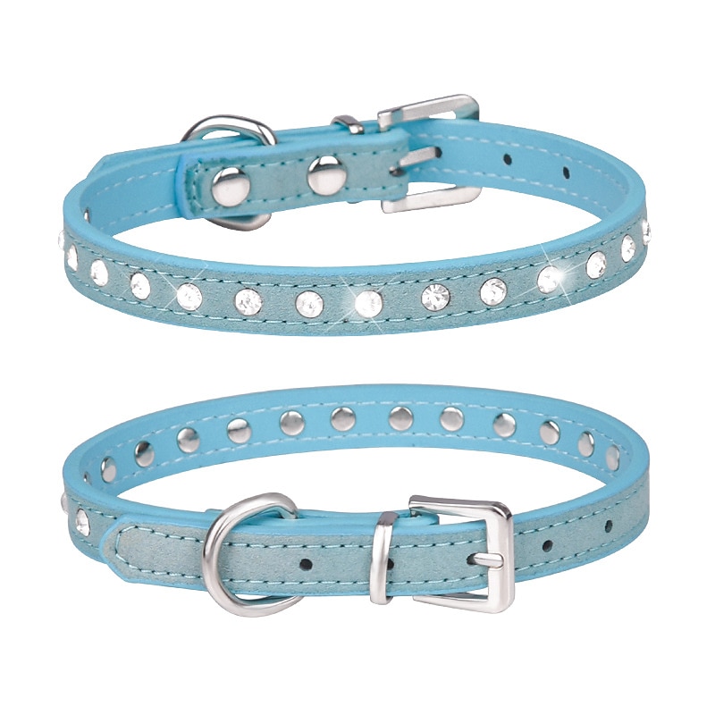 Dog Collars Diamond Cowhide Pet Collar Water Diamond Dog Collar Kitten Collar Traction Rope Set Dog Supplies4