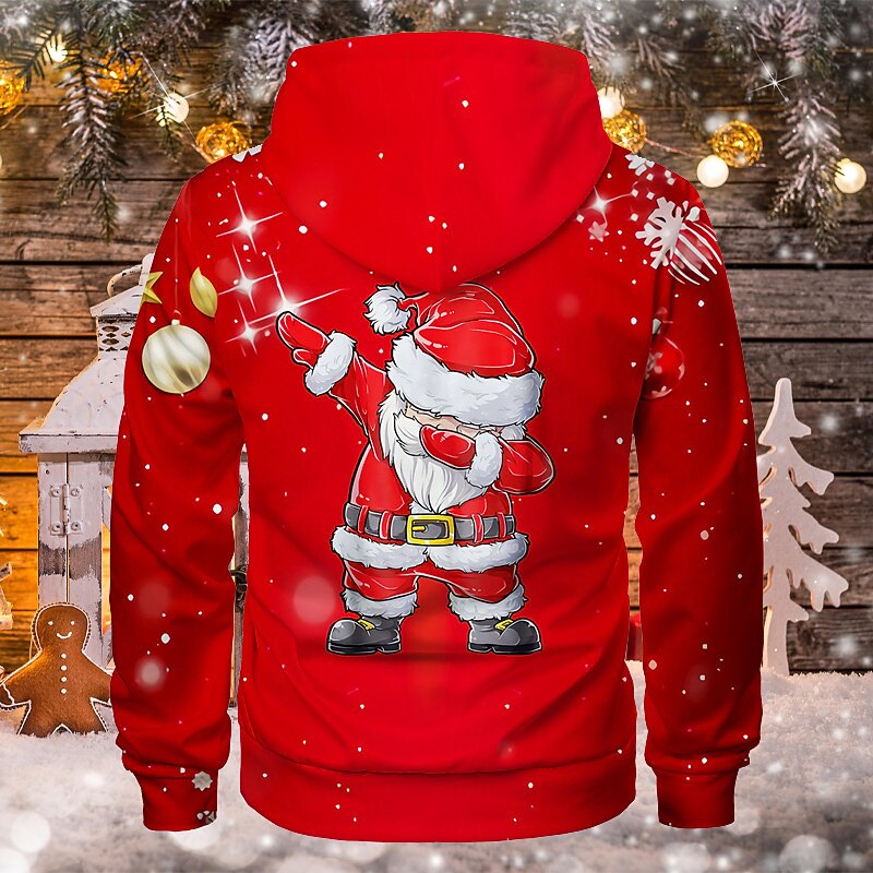 Christmas Men's Santa Claus 3D Hoodies Unisex Pullover Yellow Red Royal Blue Blue Green Hooded Santa Claus Graphic Prints Print Daily Sports 3D Print Designer Casual Big and Tall Spring &  Fall2