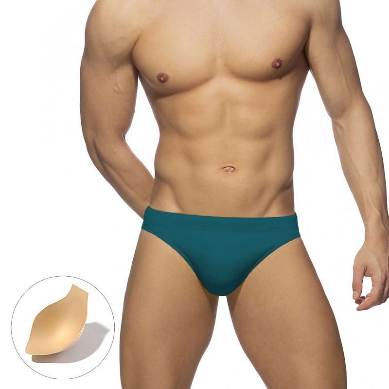 Men's Swimwear Swim Briefs Pure Color Antibacterial Leak Proof Beach Swimming Pool Fashion Simple Light Blue Black Micro-elastic4
