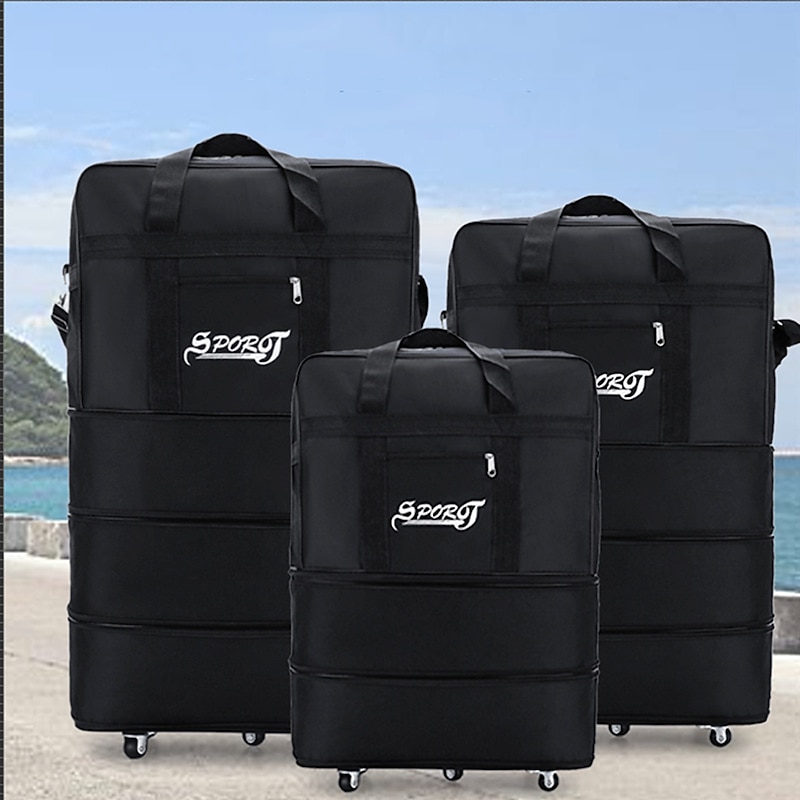 Folding Expansion Luggage Bag Large Capacity Oxford Cloth With Wheels Air Boarding Travel Bag Portable Moving Storage Bag