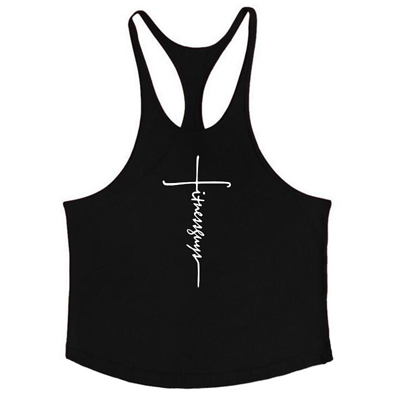 Men's Letter Tank Top Vest Top Undershirt Racer Back Tank Top Sleeveless T shirt U Neck Shirt Stylish Muscle Comfortable Vacation Sport Daily Black White Yellow Summer Clothing Apparel M L XL XXL4