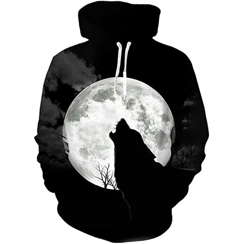 Men's Wolf Graphic Prints Hoodie Hoodies Sweatshirt Streetwear Designer Long Sleeve Hooded Daily Sports Black Blue Print Spring &  Fall Designer