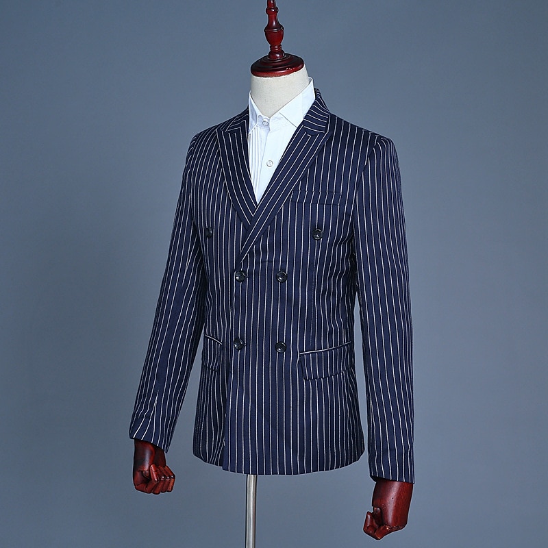 1920s Slim Fit Three Piece Suit Notch Lapel The Great Gatsby Gentleman Gangster Striped Fancy Dress Men's Christmas Carnival Masquerade Wedding Party Prom Adults' Coat Vest Pants4