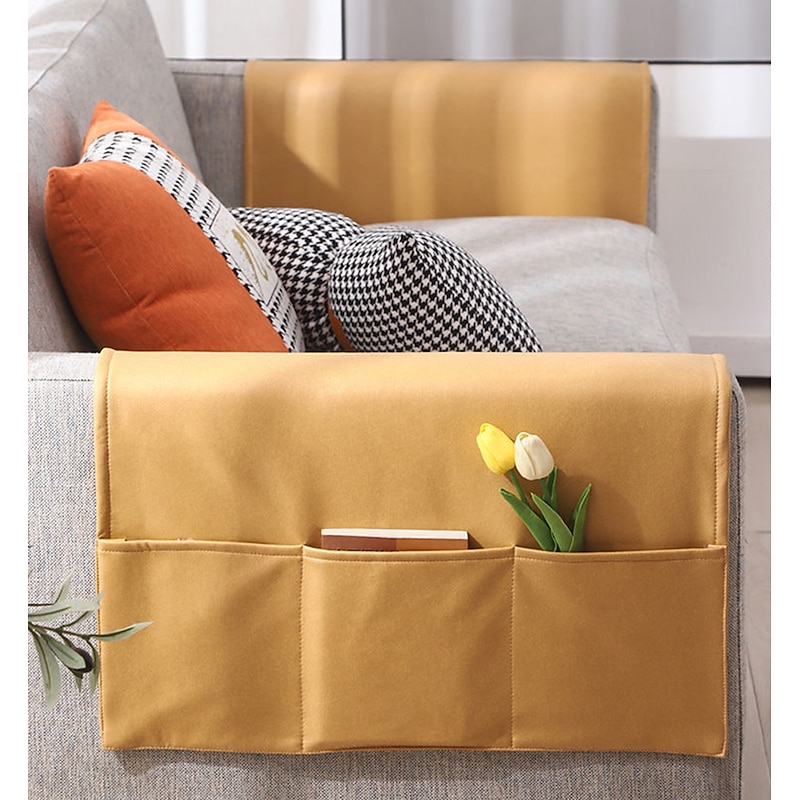 Sofa Armrest Storage Organizer, Armrest Cover Couch Recliner Remote Control Holder with Pockets Armchair Caddy for Ipad, Phone, Magazines, TV Remote Control3
