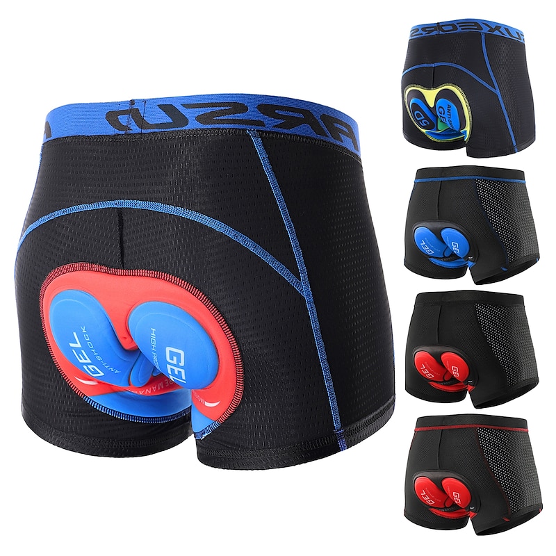 Arsuxeo Men's Cycling Under Shorts Cycling Padded Shorts Bike Underwear Shorts 5D Padded Gel Bottoms Quick Dry Sports Winter Black Red Black Yellow Mountain Bike MTB Clothing