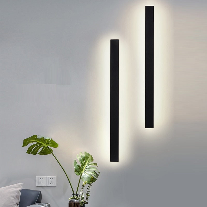 LED Wall Lights Indoor Modern Metal Strip Sconces Mirror Lighting Warm Cold White 3000/6000K 1500lm Acrylic Bedroom Wall Fixture4