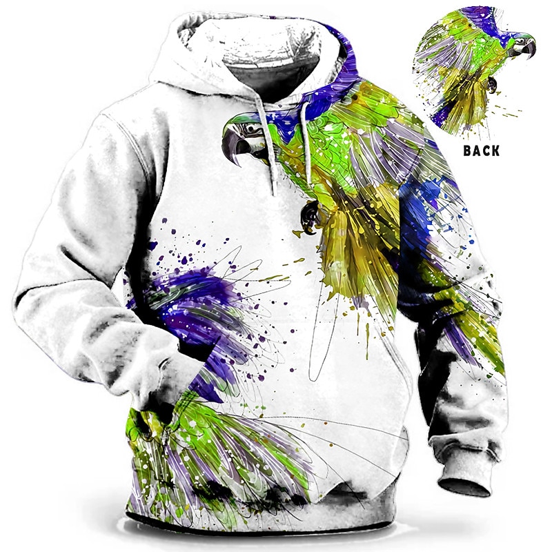 Men's Plus Size Pullover Hoodie Sweatshirt Big and Tall Animal Hooded Pocket Long Sleeve Spring &  Fall Fashion Streetwear Basic Comfortable Work Daily Wear Tops4