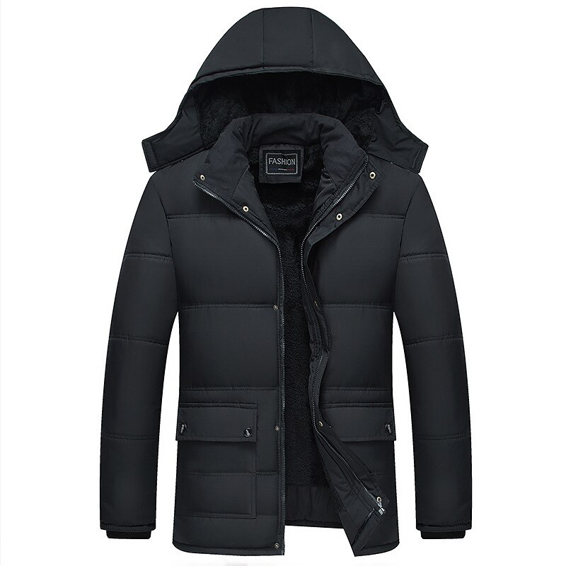 Men's Winter Coat Winter Jacket Puffer Jacket Quilted Jacket Camping & Hiking Warm Winter Solid Color Bright Black Black Puffer Jacket2