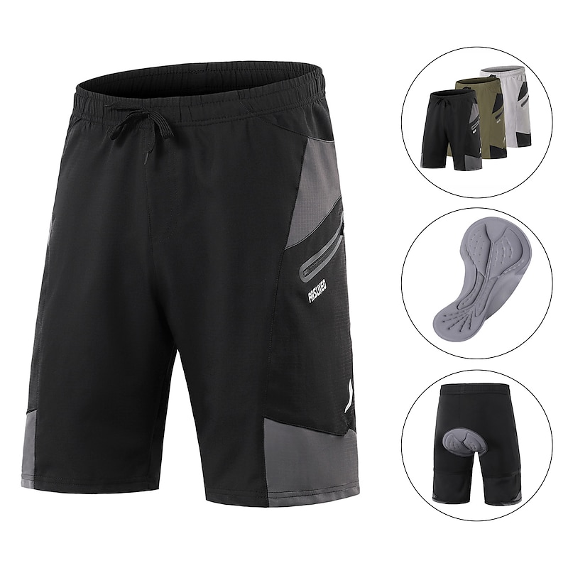 Arsuxeo Men's Cycling MTB Shorts Cycling Shorts Bike Shorts Bike Baggy Shorts MTB Shorts Form Fit Mountain Bike MTB Road Bike Cycling Sports 3D Pad Cycling Anatomic Design Reflective Strips Dark Grey2
