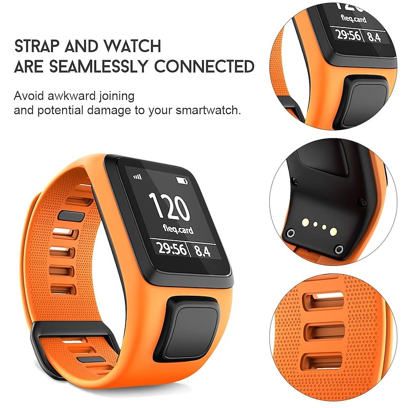 Watch Band for TomTom Adventure Golfer 2, Runner Spark 3/2 Cardio+Music Silicone Replacement  Strap Elastic Breathable Sport Band Wristband3