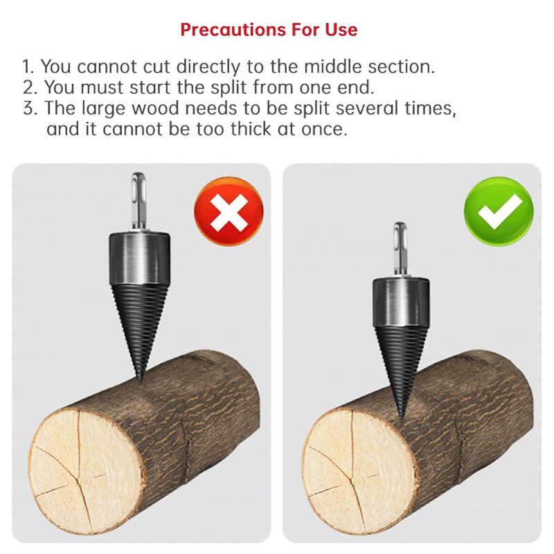 32mm Firewood Log Splitter Drill Bit Hex Shank Removable Wood Splitter Drill Bits Heavy Duty Drill Screw Cone Driver4