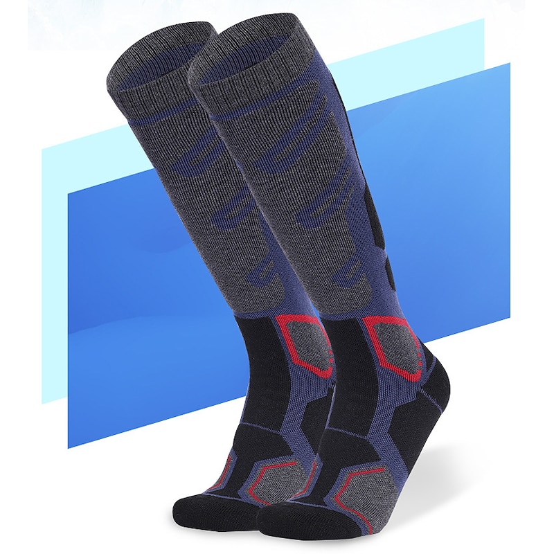 Men's Hiking Socks Ski Socks Sports Socks Sports Socks Thermal Warm Windproof Breathable Soft Winter Outdoor Dark blue gray Color blue gray green grey for Hunting Ski / Snowboard Fishing4