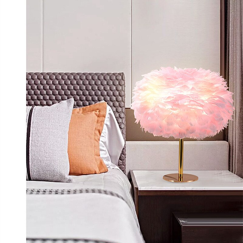 Feather Table Lamp Pink Bedside Table Light LED Decorative Lighting for Living Room Bedroom Bar Restaurant Wedding Home Decoration2
