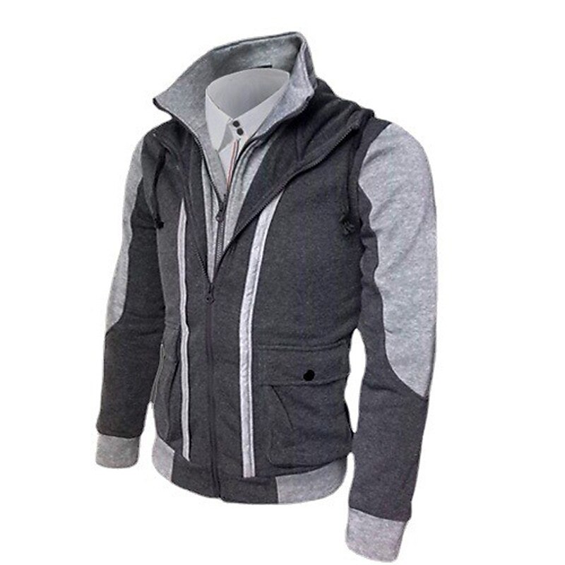 Men's Hoodie Zip Up Hoodie Sweat Jacket Black Light Grey Dark Gray Hooded Color Block Going out Cool Essential Spring Fall Clothing Apparel Hoodies Sweatshirts  Long Sleeve4