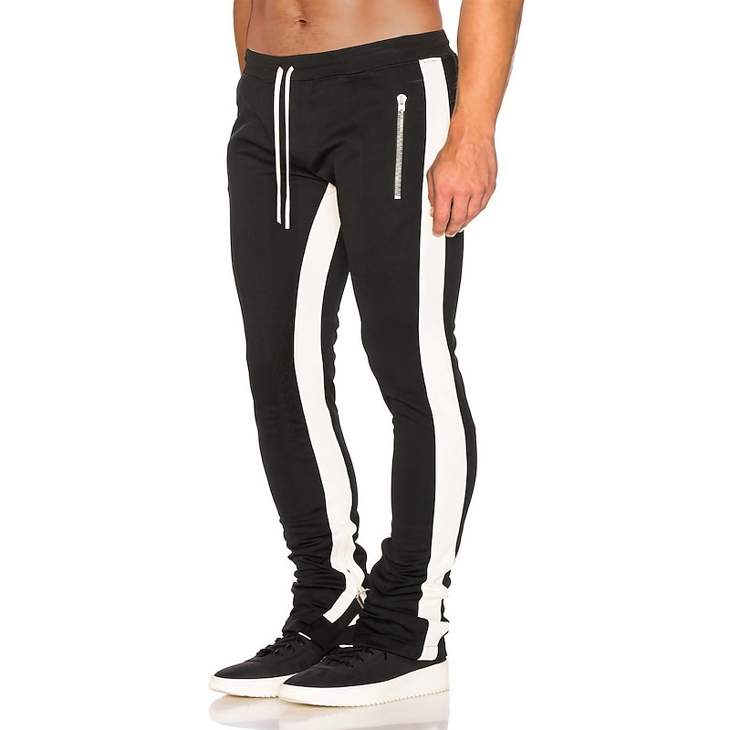 Men's Joggers Sweatpants Zipper Pocket Ankle Zippers Bottoms Athletic Athleisure Spring Breathable Moisture Wicking Soft Fitness Gym Workout Running Sportswear Activewear Color Block Red Navy Blue