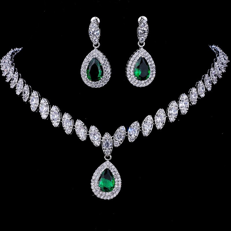 Bridal Jewelry Sets 1 set Cubic Zirconia Copper Imitation Diamond 1 Necklace Earrings Women's Elegant Luxury Tennis Chain Drop Diamond Water Drop Jewelry Set For Anniversary Wedding Guest Birthday2