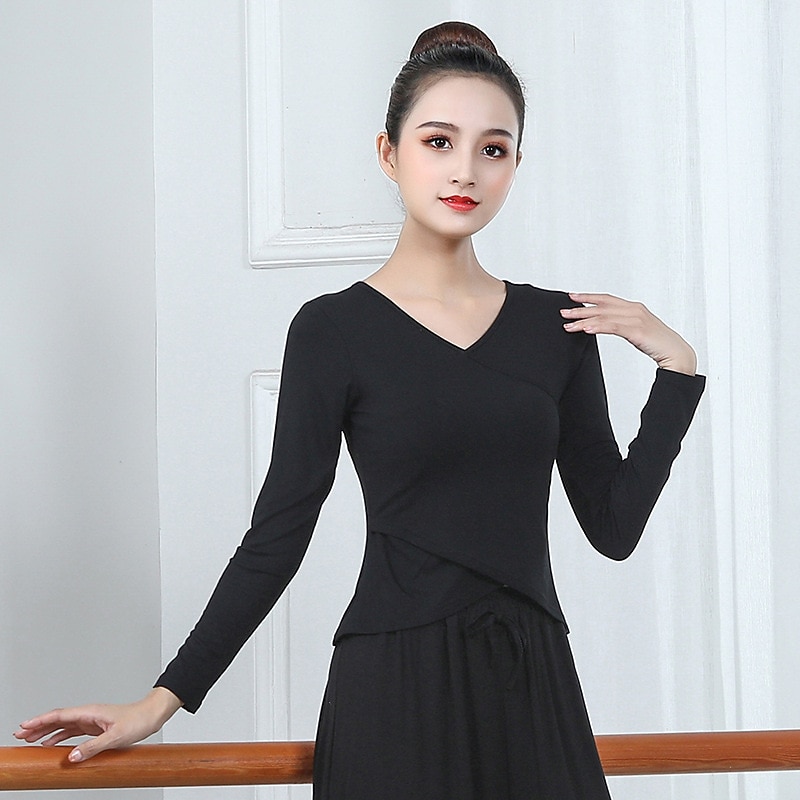 Ballroom Dance Activewear Top Pure Color Women's Performance Training Long Sleeve Modal3