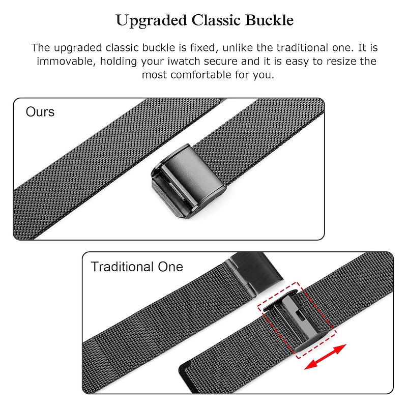 Watch Band for Apple Watch Series 8 7 6 5 4 3 2 1 SE Stainless Steel Replacement  Strap Milanese Loop Wristband3