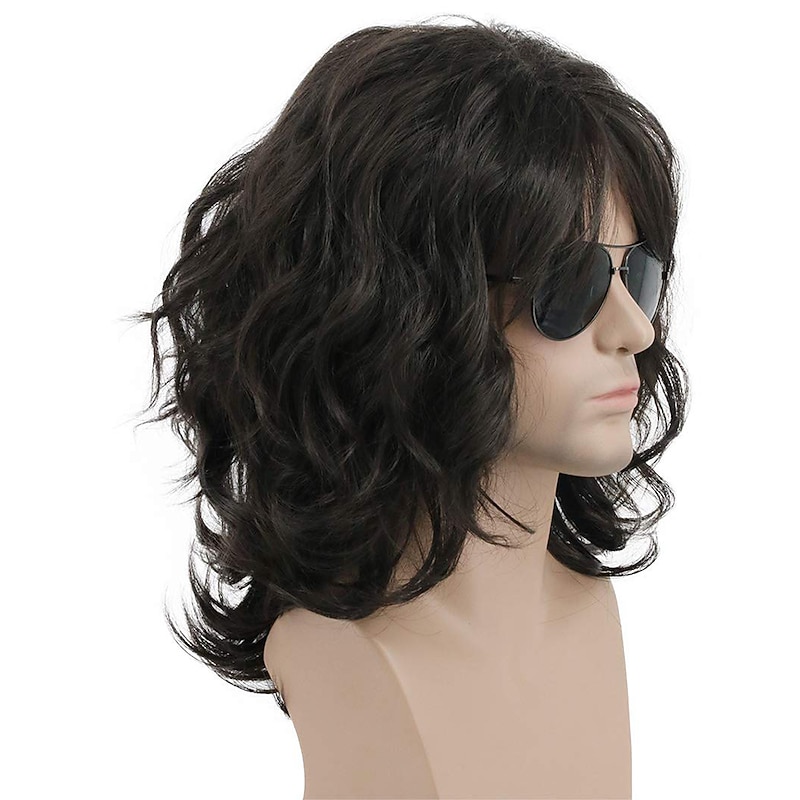 California 70s 80s Rocker Wig Men Women Long Curly Black Halloween Costume Anime Wig2