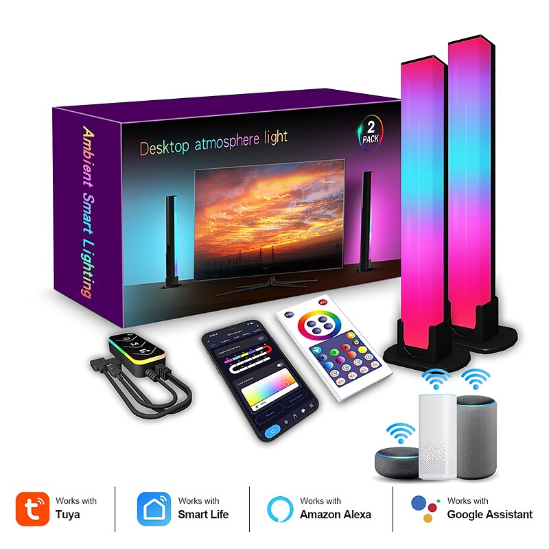 LED Smart Light Tuya WiFi RGB Desktop Lamp, APP Voice Control E-sports USB Polar Lamp, Smart Bluetooth Music Sensor Atmosphere Lamp for Indoor Decorations3