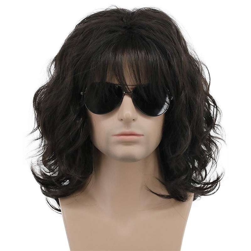 California 70s 80s Rocker Wig Men Women Long Curly Black Halloween Costume Anime Wig3