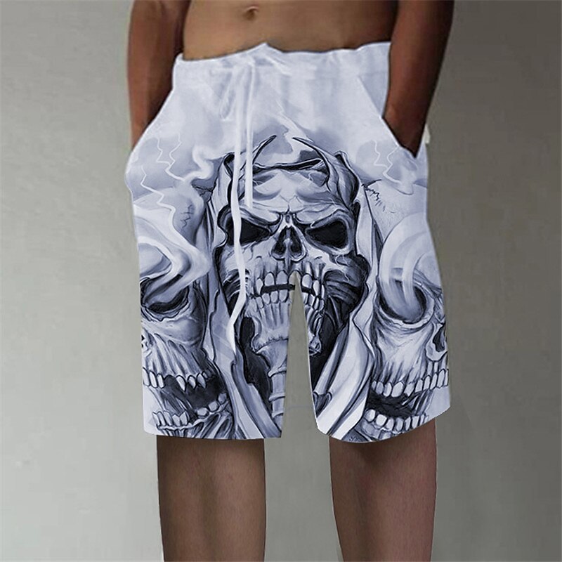 Men's Skull Graphic Prints Shorts Summer Shorts Beach Shorts Mid Waist Designer Stylish Casual / Sporty Sports Outdoor Daily Elastic Waist Straight Leg Designer Clothing Apparel2