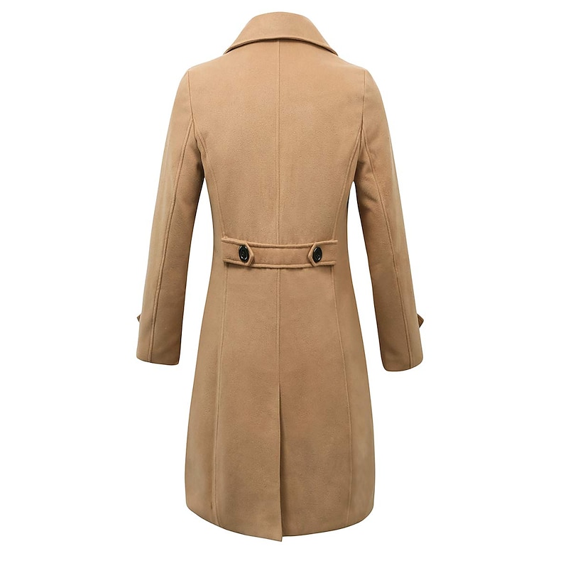 Men's Winter Coat Overcoat Peacoat Trench Coat Formal Business Winter 95% polyester 5% cotton Warm Outerwear Clothing Apparel Coats / Jackets Solid Color Vintage Style Notch lapel collar4