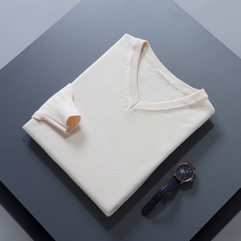 Men's Sweater Wool Sweater Pullover Ribbed Knit Cropped Knitted Solid Color V Neck Keep Warm Modern Contemporary Work Daily Wear Clothing Apparel Fall & Winter Camel Wine S M L3