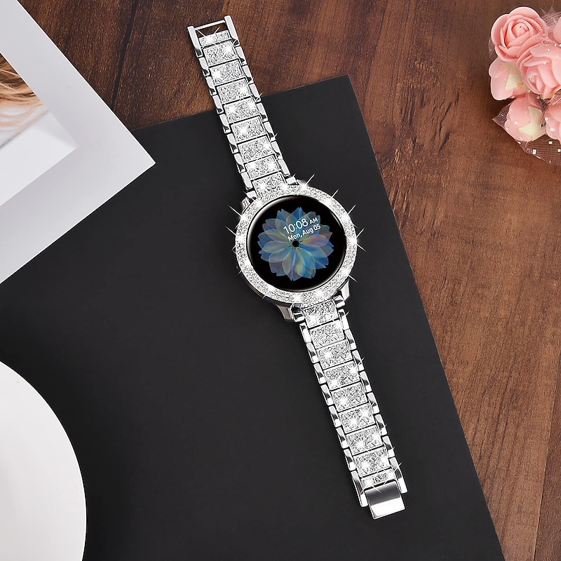 Smart Watch Band for Samsung Galaxy Watch 5 40/44mm Watch 4 Classic 42/46mm Watch 4 40/44mm Watch Active 2 40mm Stainless Steel Rhinestone Smartwatch Strap with Case Bling Diamond Jewelry Bracelet3