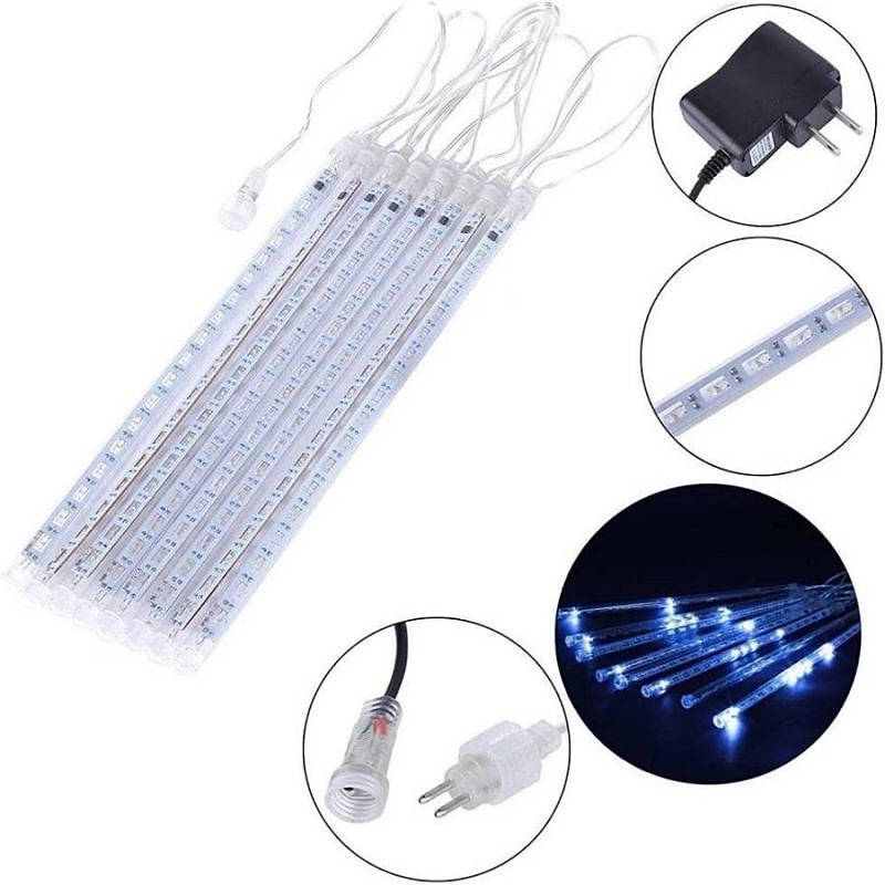 2 Pack Meteor Shower Rain LED String Light 30cm 11.8 Inches 16 Tubes 384 LEDs Falling Rain Drop Icicle Christmas Tree Wedding Fairy Light Street Holiday Decoration4