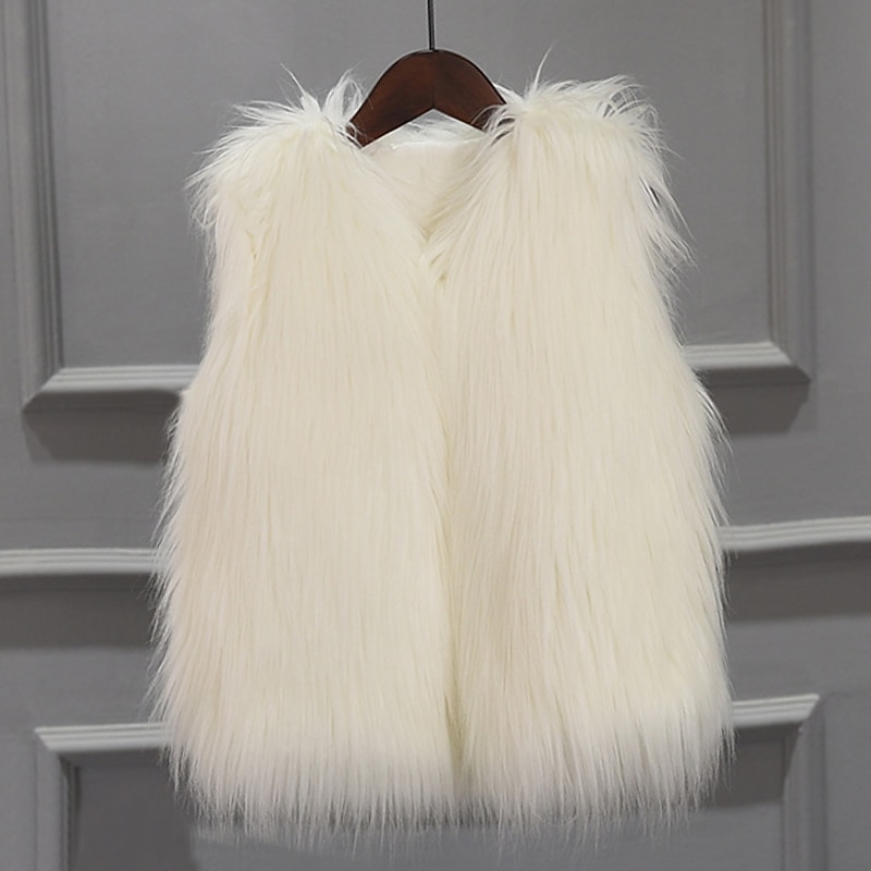 Toddler Girls' Vest Coat Solid Color Fashion School Coat Outerwear 7-13 Years Fall Black White Pink