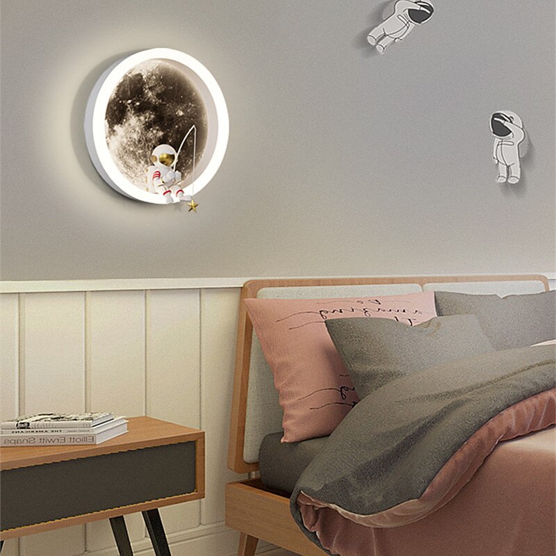 LED Wall Lights Sconce Lighting Wall Lamp Decor Astronaut Moon Pattern Wall Lights for Children Boys Kids Bedroom Living Room Background2