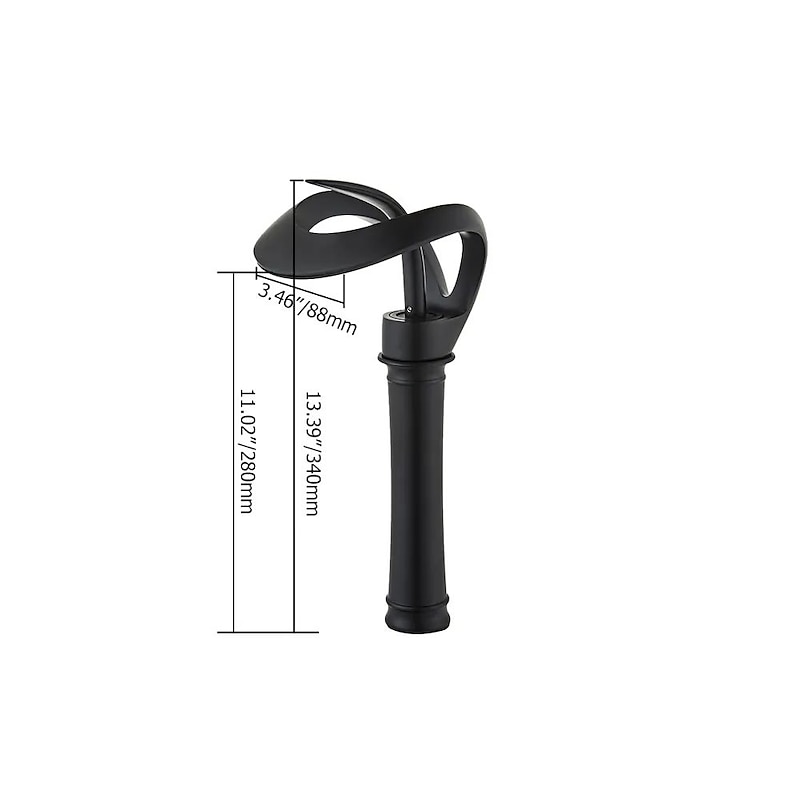 Bathroom Sink Faucet Waterfall Spout, Brass Mixer Basin Taps, Single Handle One Hole Bath Taps Painted Finishes Tall Body Modern Style3