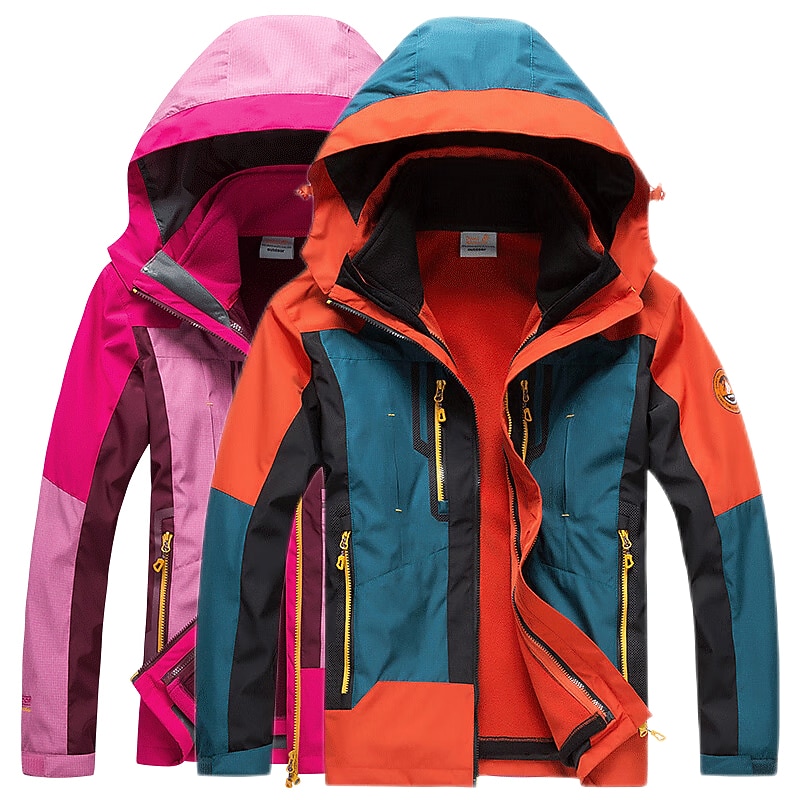 Men's Women's Hiking 3-in-1 Jackets Waterproof Hiking Jacket Rain Jacket Hiking Fleece Jacket Winter Outdoor Thermal Warm Waterproof Windproof Lightweight Outerwear Winter Jacket Trench Coat Hunting