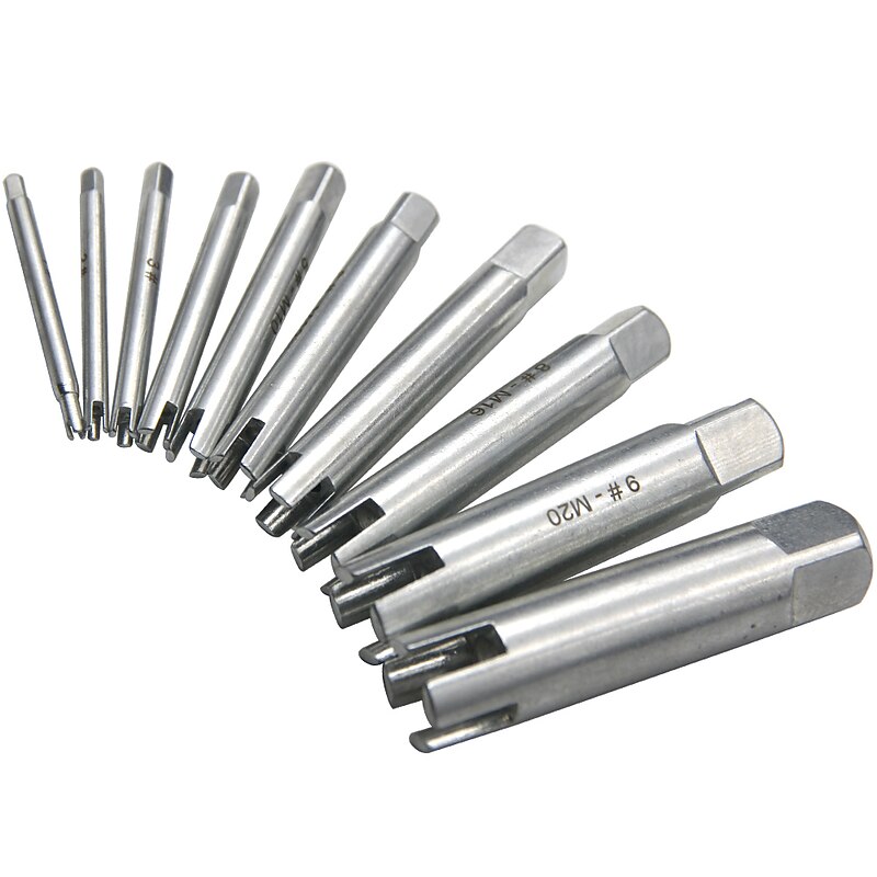 10pcs/set Remove Stripped Damaged Screw Tap Extractor Drill Bits Set Home Accessories Tools Alloy Steel Broken4