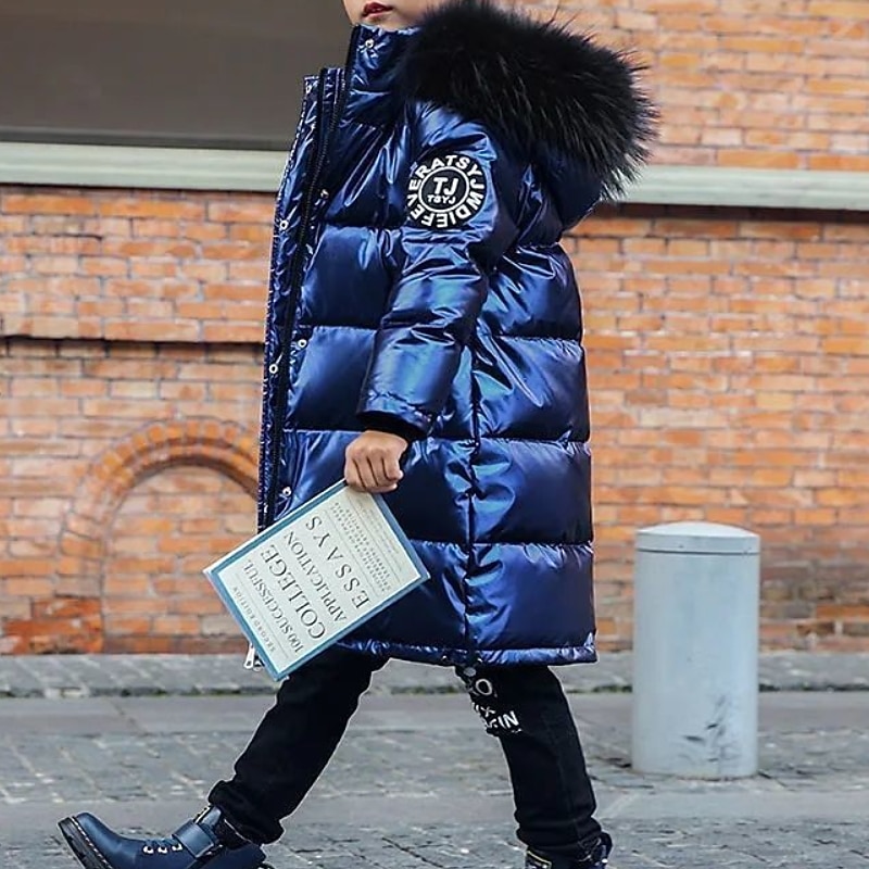 Kids Girls' Down Coat Puffer Jacket Kids Puffer Jacket Cool Outdoor Coat Outerwear 3-12 Years Fall Black Blue4